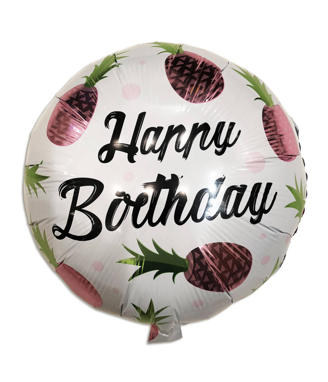 

Шар фольгированный круглый Happy Birthday ананас розовый (Китай), Разные цвета