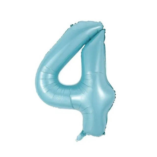 

Фольгированная цифра 4 нежно голубая (baby blue) 70 см, Голубой