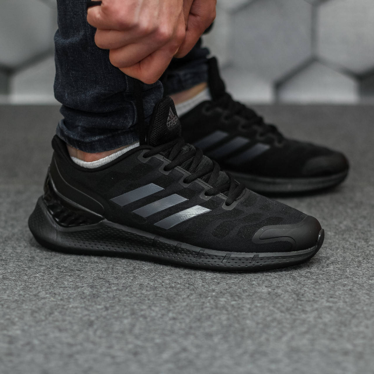 

Мужские кроссовки Adidas Черные Сетка, Черный