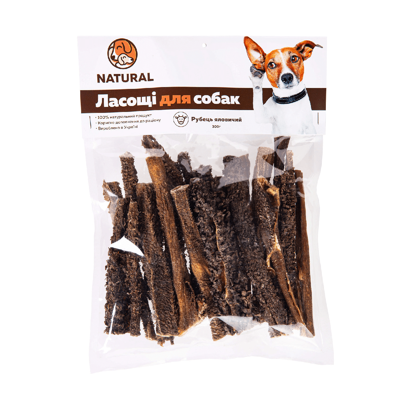 

Лакомство для собак Сушеный РУБЕЦ говяжий 300 г NATURAL