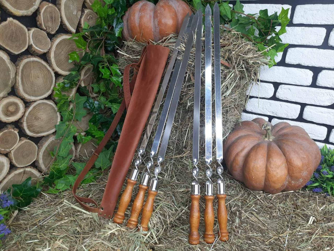 

Набор 6 шампуров для люля-кебаб "Lux" (720х20х2,5 мм) в чехле из натуральной кожи