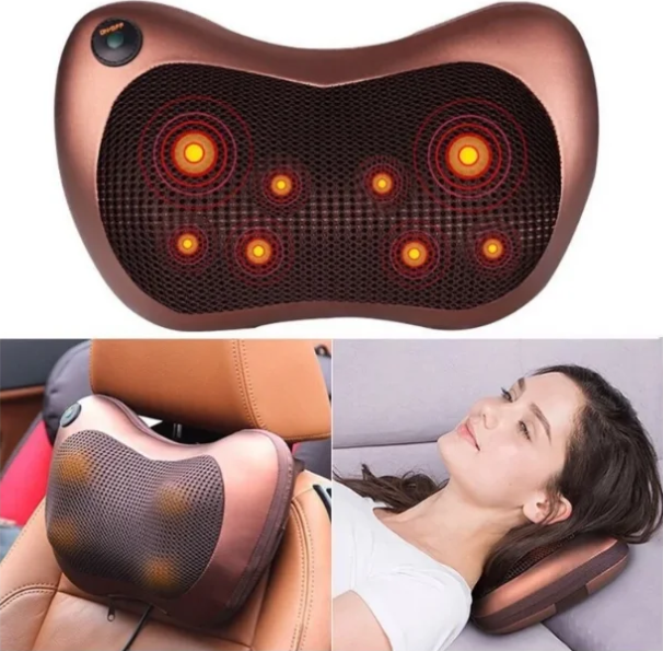 

Портативный роликовый массажер HOME CAR MASAGE PILLOW brown на 8 роликов, Коричневый