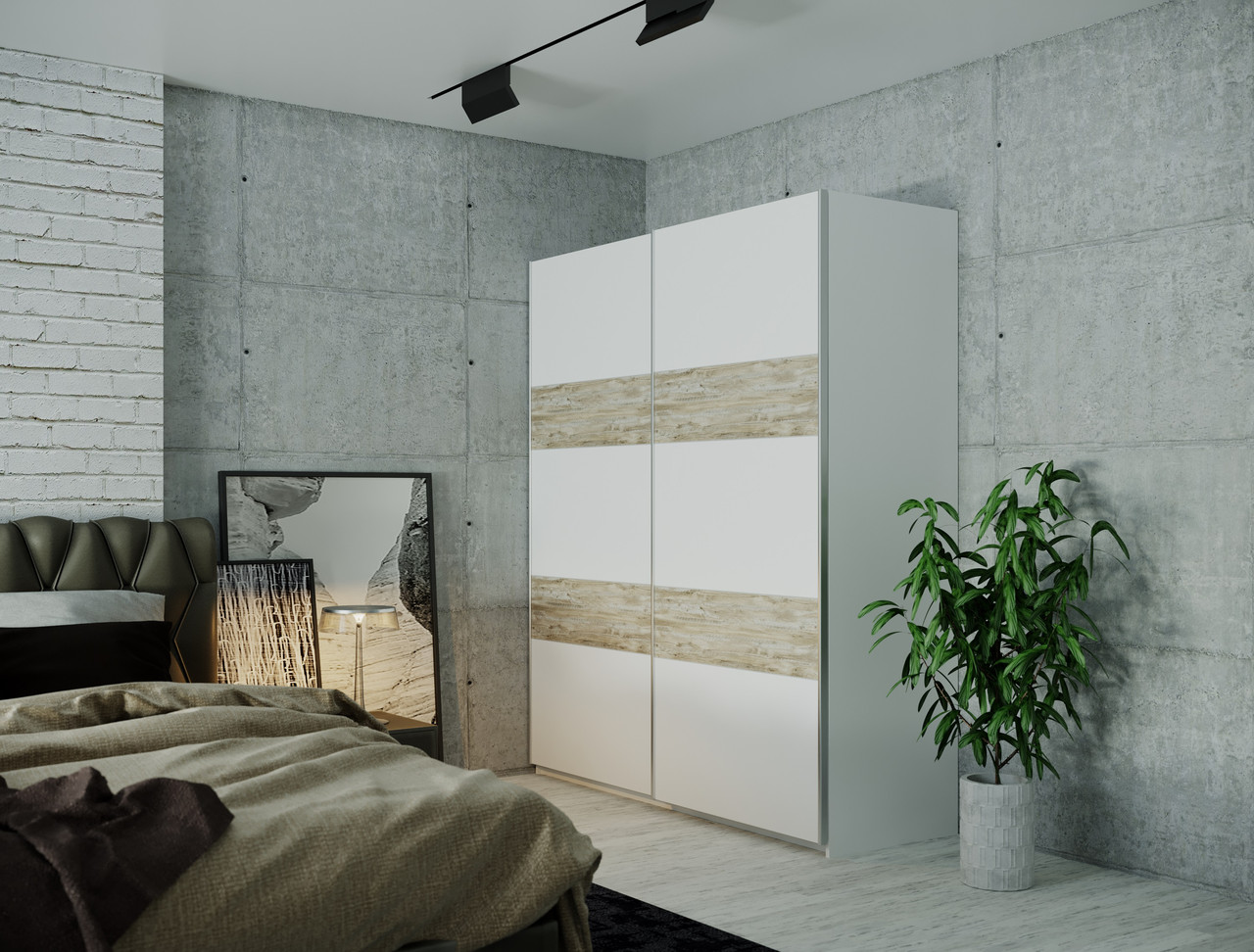 Шафа купе Doros L-Caiser Білий / Білий вставки Клондайк 2 ДСП 180х60х213 (42004001) 4