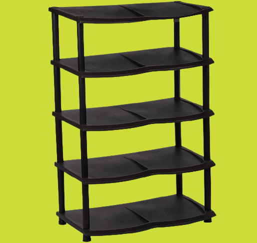 

Пластиковая обувная полка на 5 секций, 47*30*78 см, Черный
