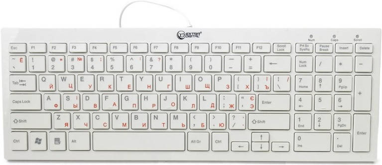 

Клавиатура Extradigital ED-K101 USB white (KUS7108), Белый