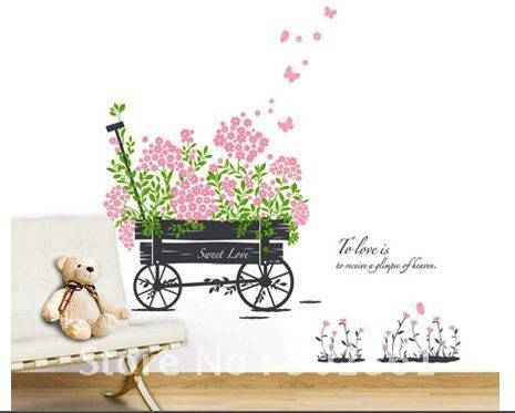 

Интерьерная Виниловая наклейка Тележка с цветами