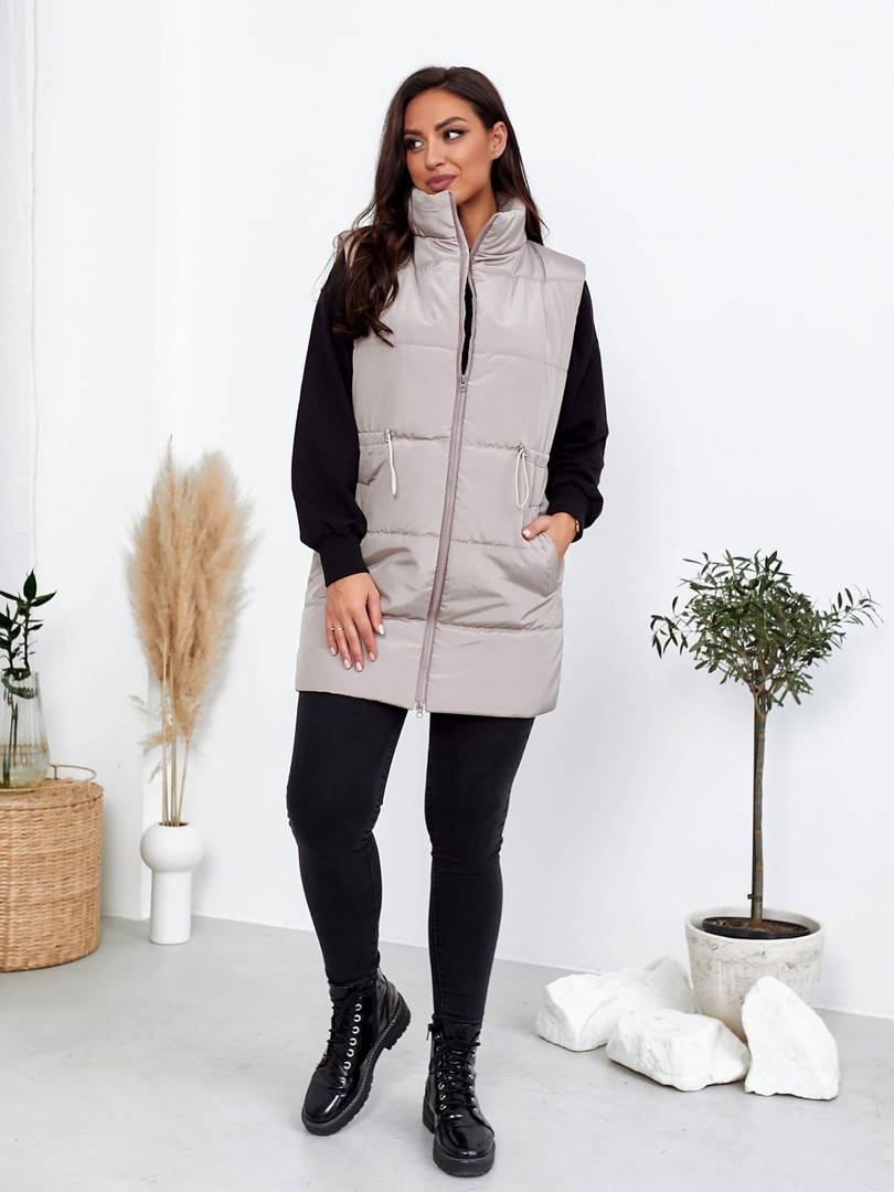 

Жилетка удлиненная без капюшона с карманами Больших размеров