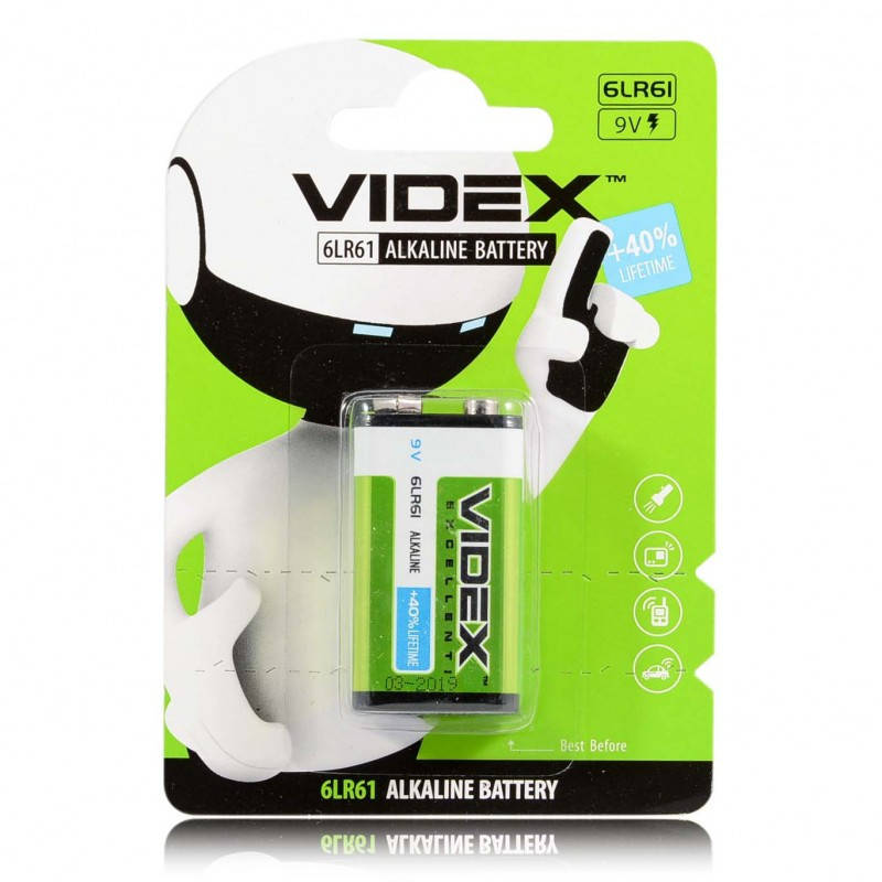 

Батарейка щелочная Videx Alkaline крона 6LR61 9V (блистер)