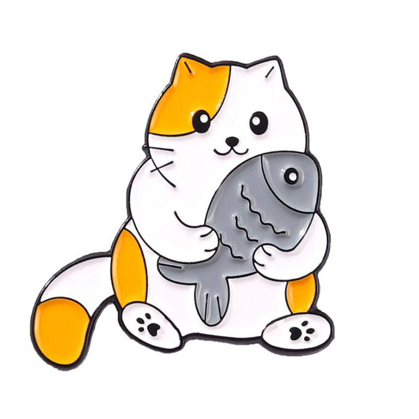 

"Кот с рыбой" значок (пин) металлический