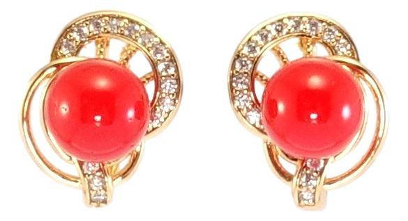 

Серьги Xuping Позолота 18K английский замок "Красные шарики в декоративном обрамлении"
