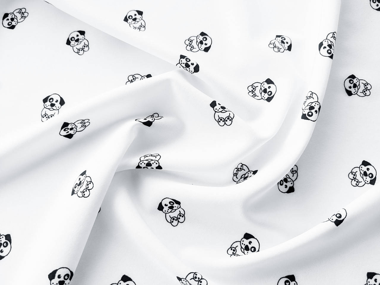 

Ткань ​Супер софт принт щенки, белый