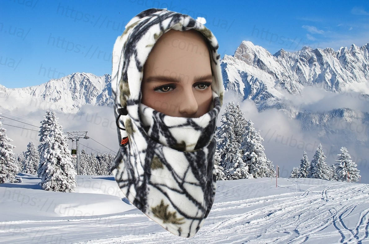 

Зимняя флисовая балаклава белый камйфляж