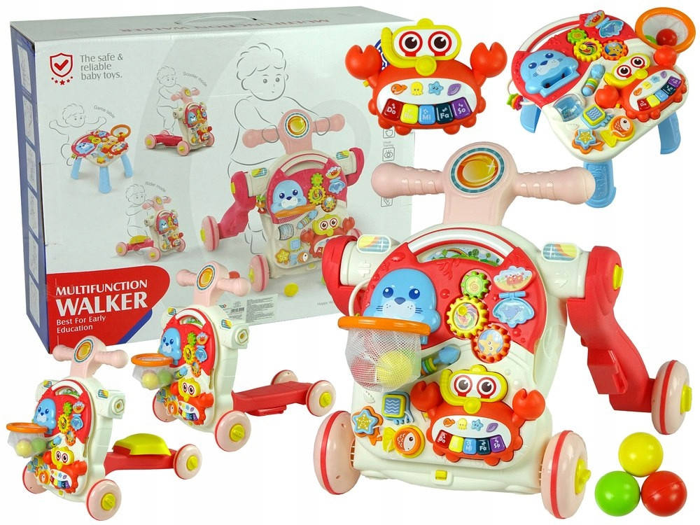 

Детские развивающие ходунки-каталка 4 в 1," Huanger " с учебной панелью, идеальный компаньон для вашего малыша, Красный