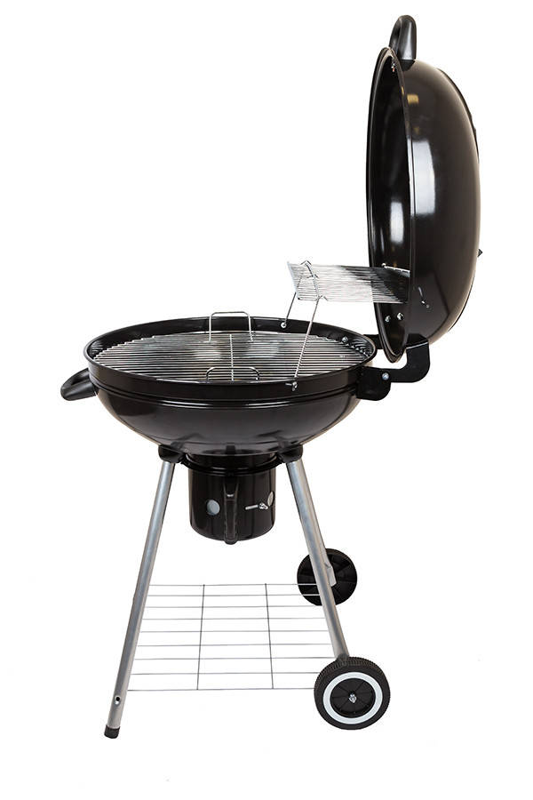 

Мобильный гриль уличный барбекю с поддоном для золы, термометром и полочкой для подогрева