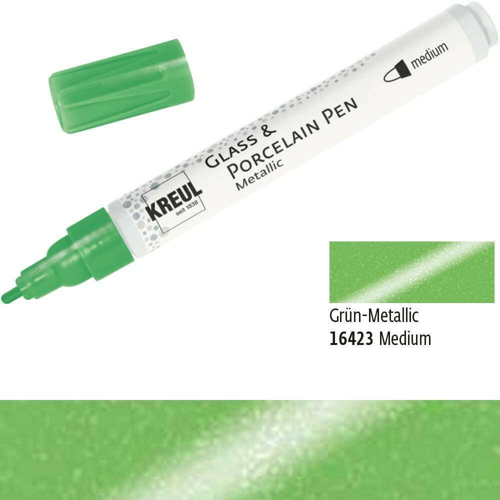 

Маркер по стеклу под обжиг Glass & Porcelain Metallic Pen 2-4мм ЗЕЛЕНЫЙ Kreul