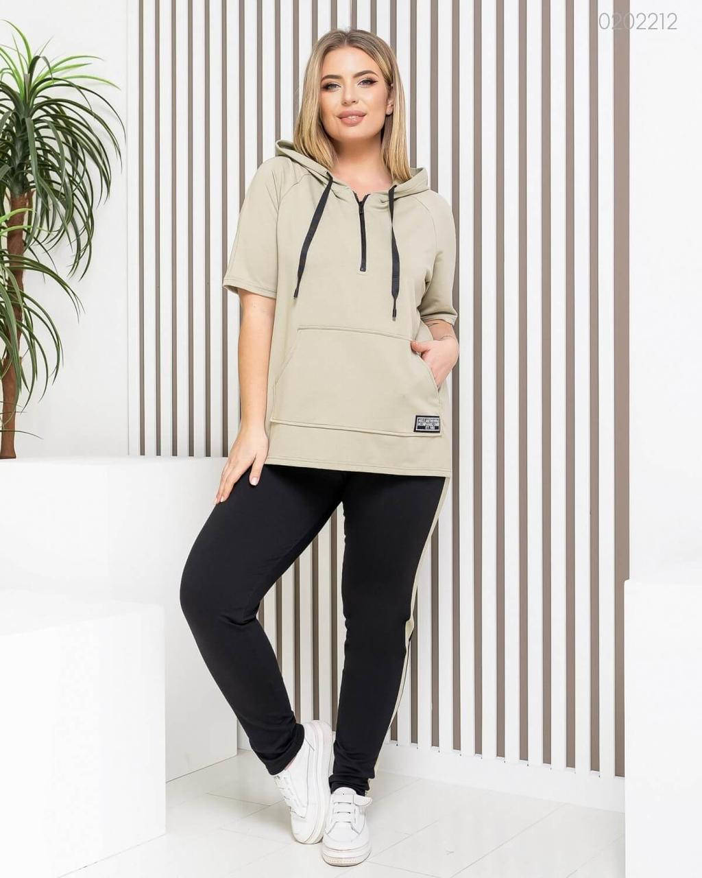 

Спортивный костюм летный больших размеров трикотаж худи Спорт №22 фисташковый