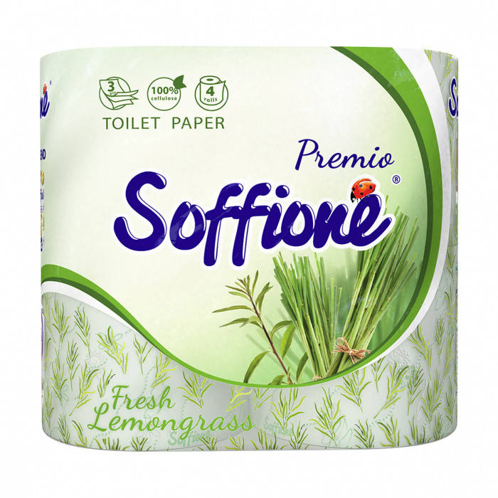 

Папір туалетний quot;Soffione Fresh Lemongrass quot; білий 4шт, 3-ш, н/гл (20)