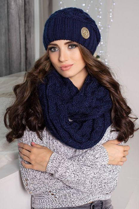 

Комплект шапка и шарф-снуд Лисет джинс