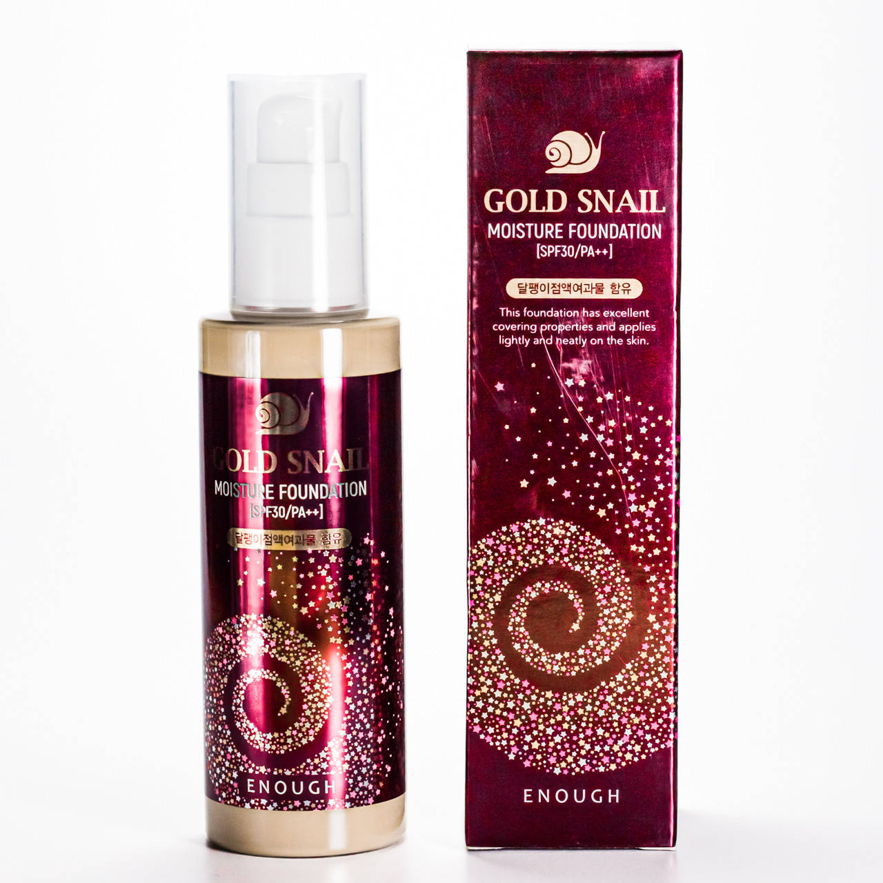 

Тональная основа для лица увлажняющая Enough Gold Snail SPF 30 с муцином улитки 100 мл № 13 Песочно-бежевый № 21 Бежевый