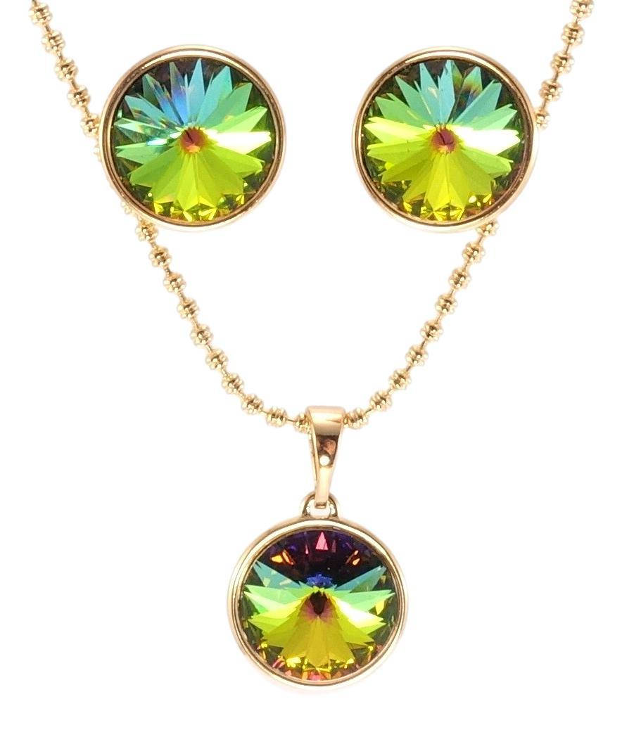 

Набор Xuping Позолота 18K с кр-ми Swarovski Серьги Кулон на цепочке "Кристаллы Vitrail Medium" дл.40-45см; ø