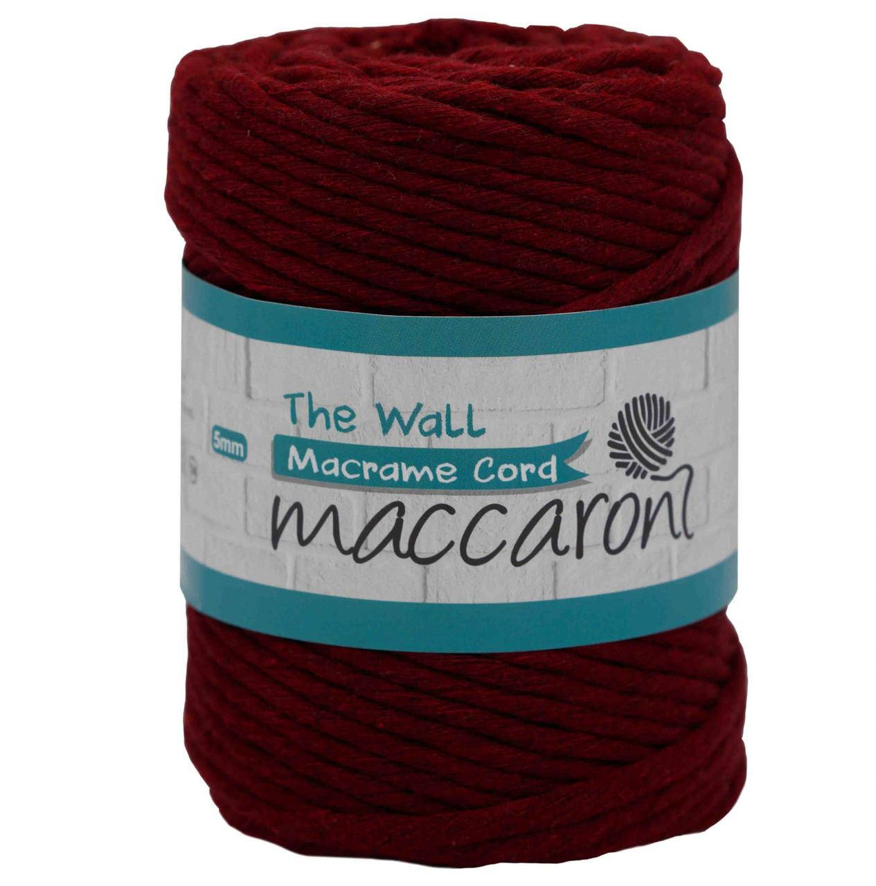 

Эко Хлопковый Шнур Macrame Cord The Wall Maccaroni 5 mm , болгарская роза, Красный