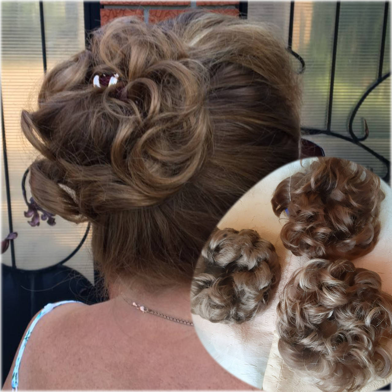 

Резинка шиньон из волос русый милированный 0215V-12Н124