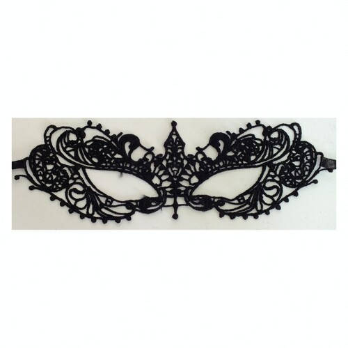 

Маска черная ажурная Незнакомка карнавальная с лентами