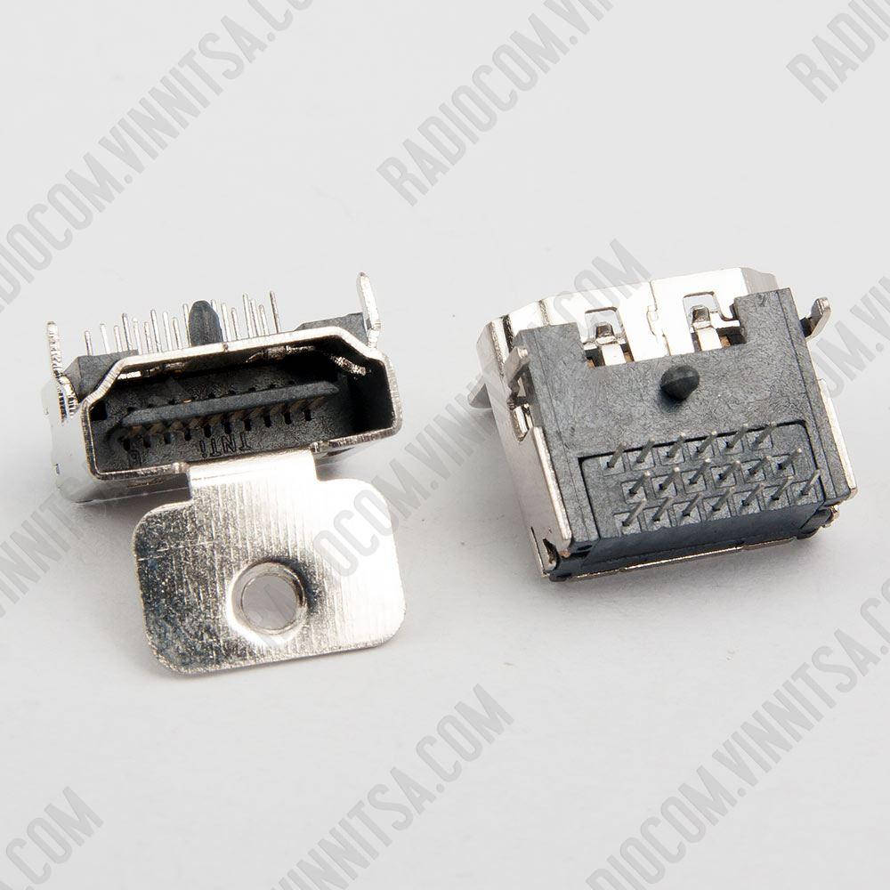 

HDMI-7B гнездо угловое на плату, ухо для крепления на корпус, SILVER РАЗЪЕМЫ РАЗНЫЕ