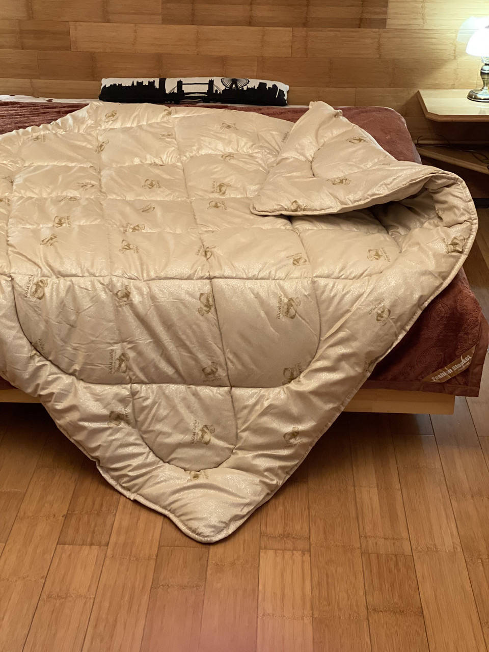 

Теплое одеяло на овчине "Purewool" 200х220 евро размер/качественное одеяло, Бежевый