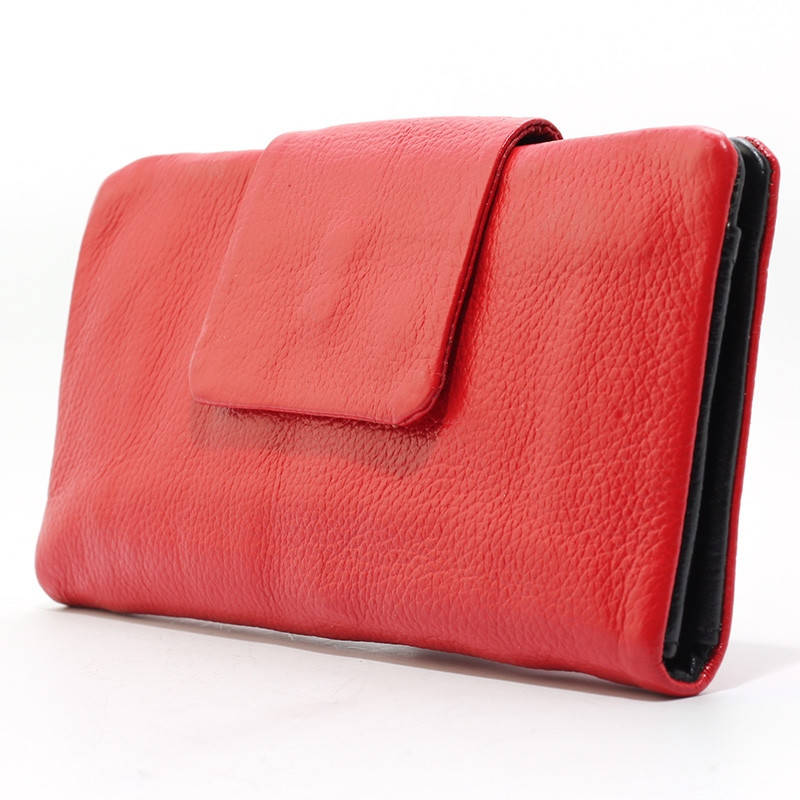 

Кошелек кожаный женский на кнопке красный 601