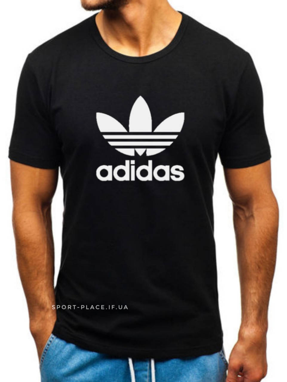 

Мужская футболка Adidas (Адидас) черная (большая эмблема) хлопок M, 48