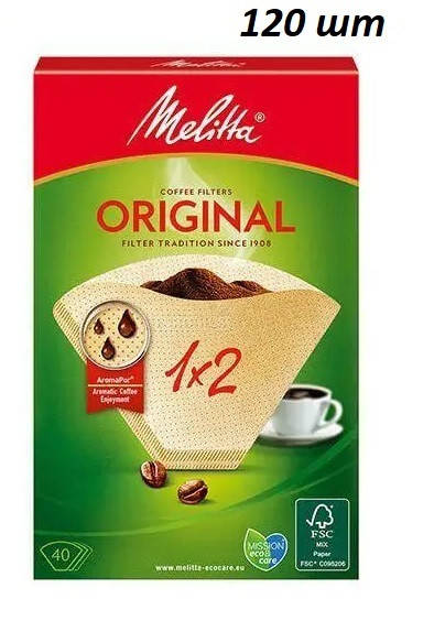 

Фильтры бумажные Melitta Original 1X2 120 шт. (Натуральные), Белый