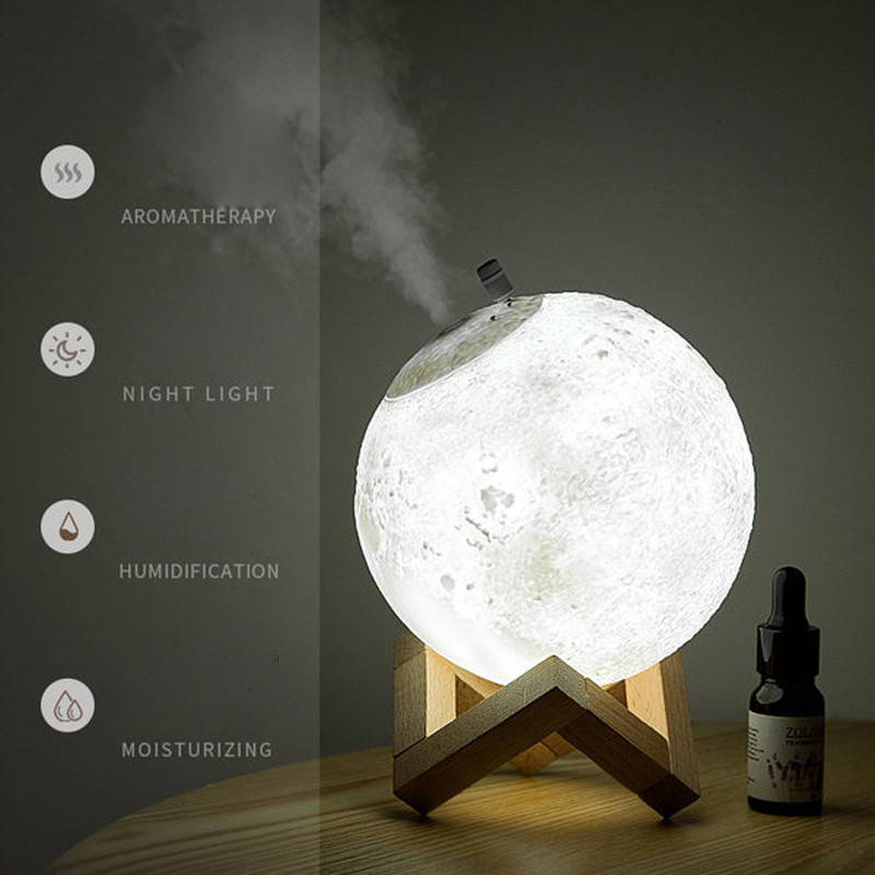 

Светильник-увлажнитель воздуха на подставке 3D Moon Lamp Humidifier Белый