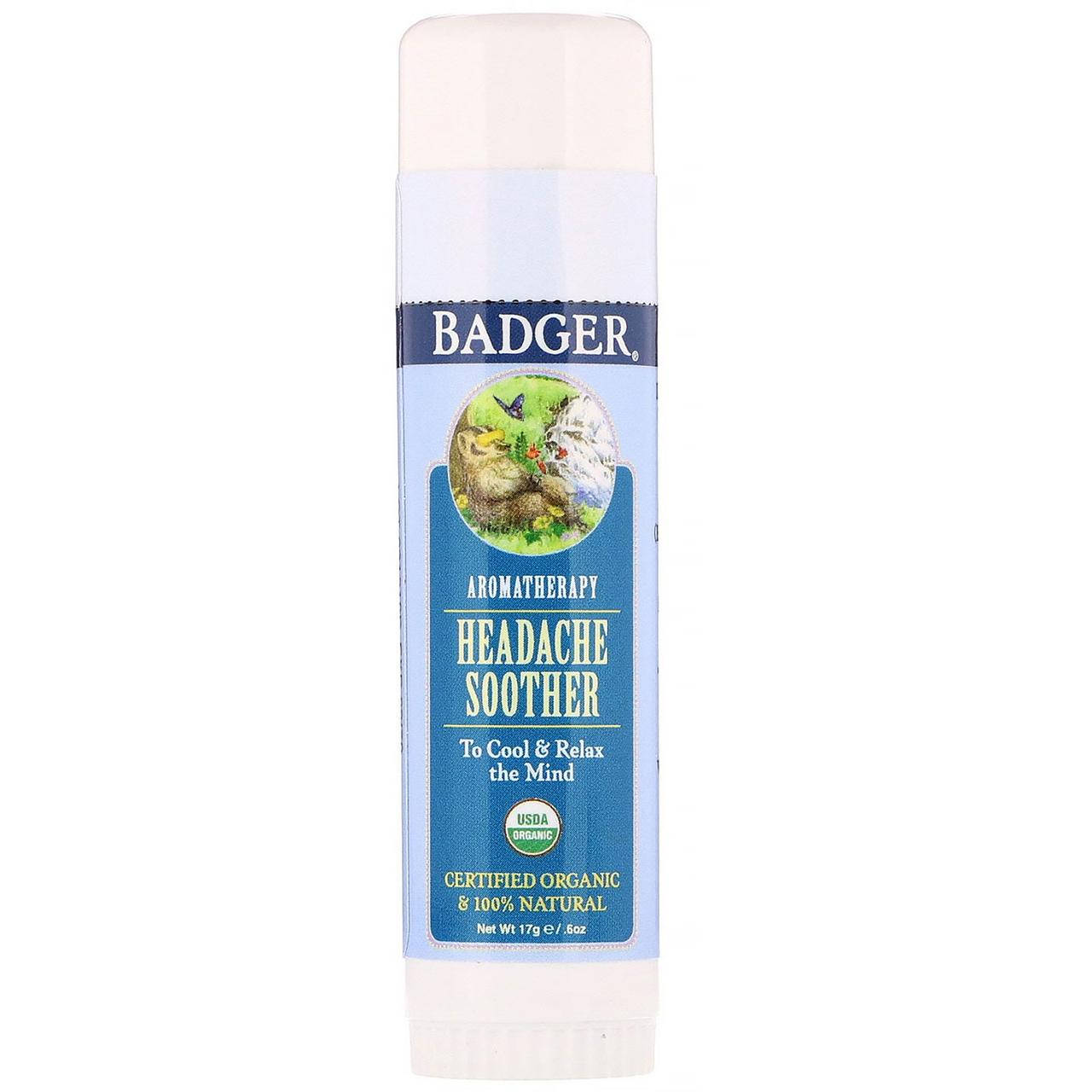 

Бальзам от головной боли, мята и лаванда, Badger Company, 17 г
