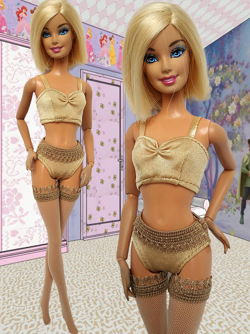 

Одежда для кукол Барби - топ, трусики и чулки