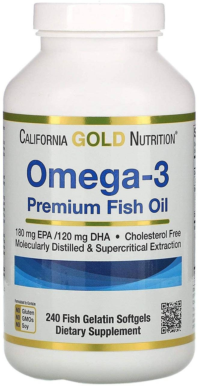 

California Gold Nutrition Omega-3 Premium Fish Oil 240 гелевых капсул