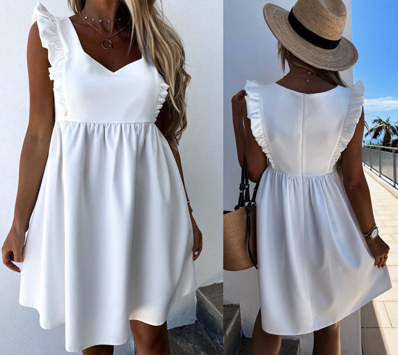 

Летнее платье с завышенной талией "Сабрина"| Распродажа модели 46, Белый