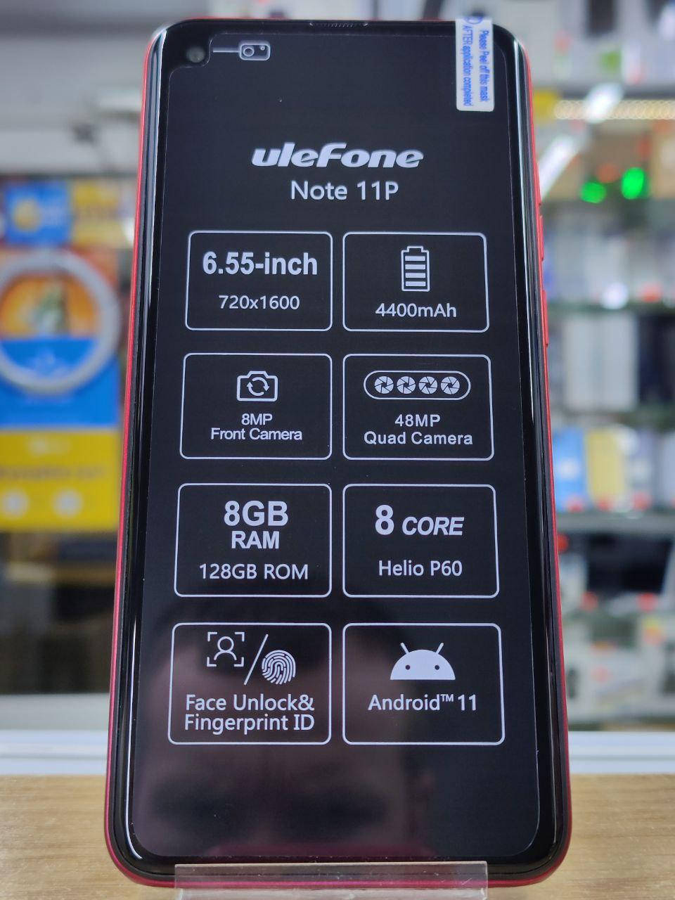 

Смартфон UleFone Note 11P 8/128 red 4400Мач 8 ядер + чехол, Черный