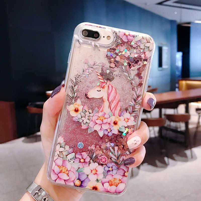

Чехол-аквариум блёстки Единорожка переливашки для iPhone 7, Разные цвета