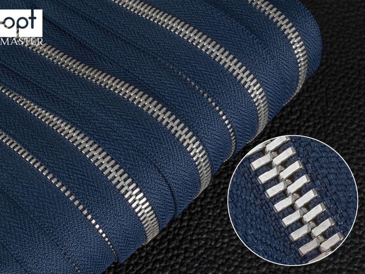 

Молния №5 металл, шлифованный зуб серебро (матовое), синяя метражная ZIPS, Синий