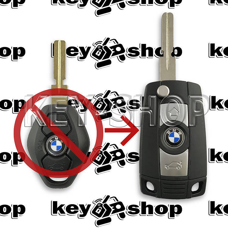 

Ключ BMW (корпус БМВ) E30, Е34, Е36, Е38, Е39, 3 - кнопки, лезвие HU58 (под переделку)