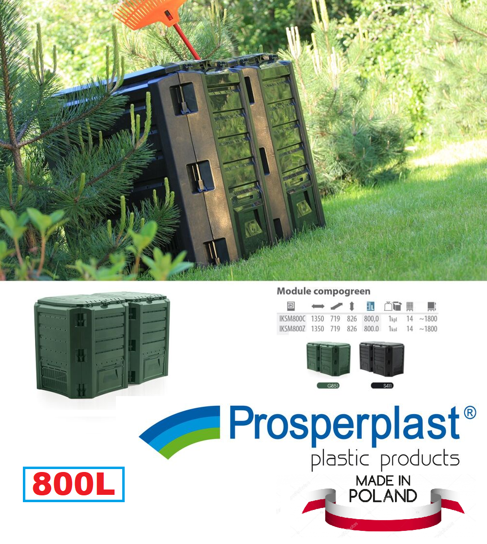 

Компостер 800Л чёрный PROSPERPLAST(Оригинал)Польша 2-сегментый черный