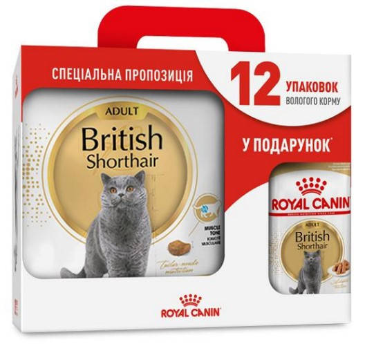 

Royal Canin British shorthair 4кг +12 паучей для кошек породы британская короткошерстная