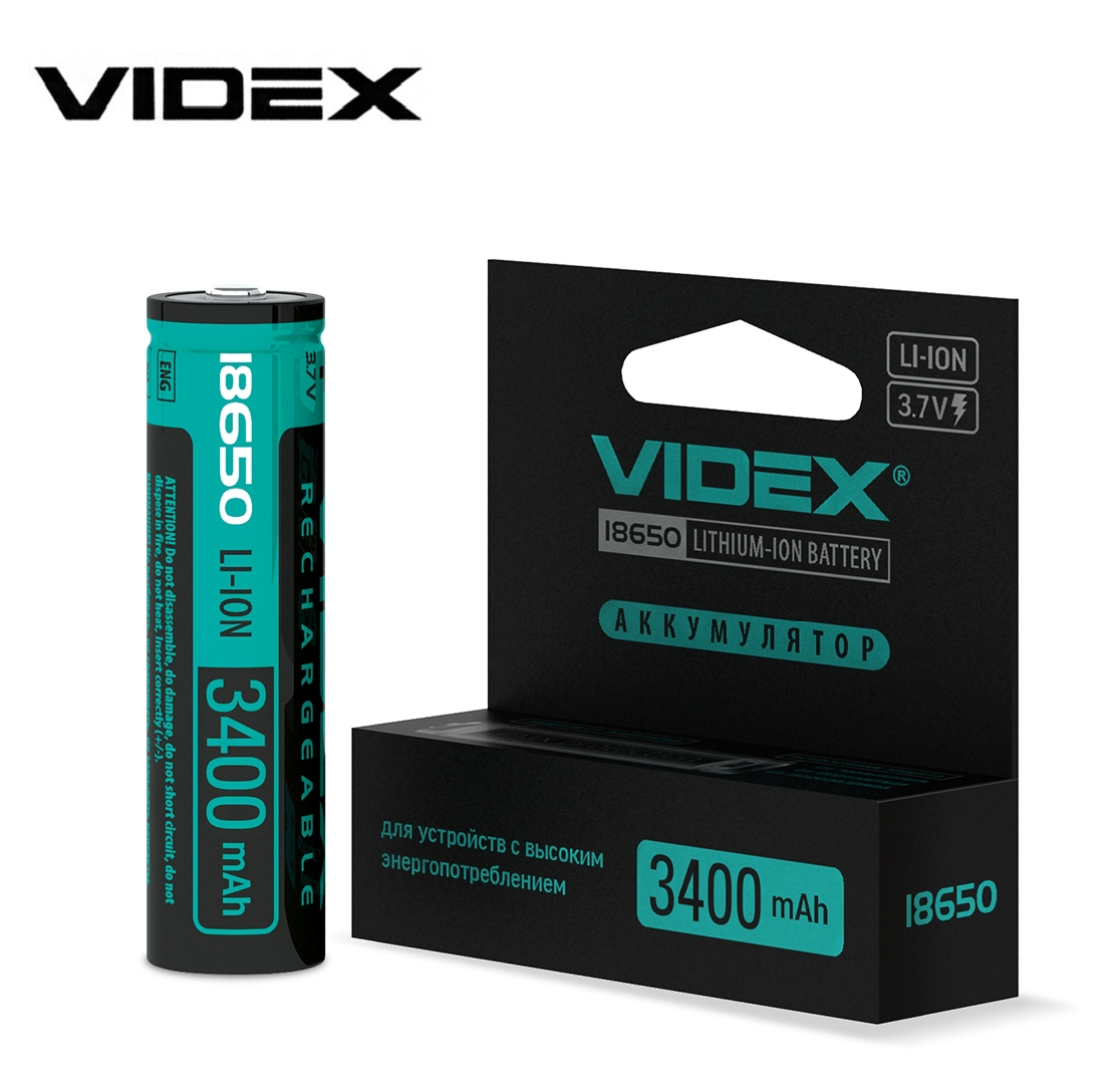 

Аккумулятор 3400mAh Videx литий-ионный с защитой 18650 bulk 1шт