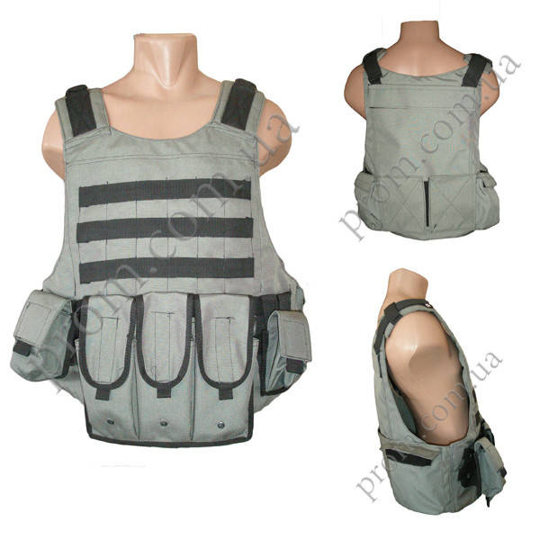 

Жилет-разгрузка с MOLLE 'Панцирь' серый (плитконоска)