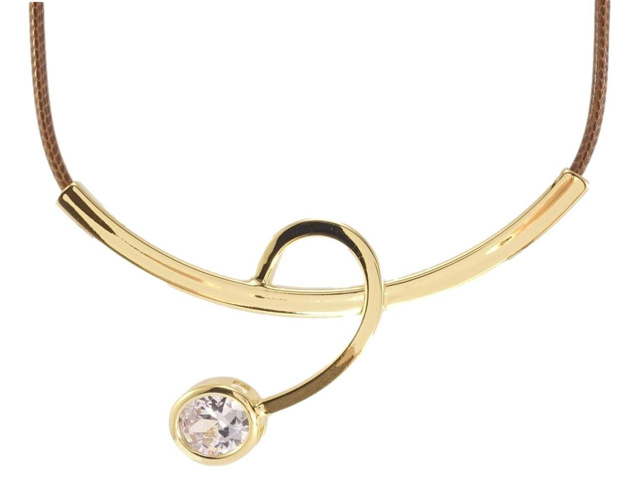 

Подвеска на шнурке Xuping Позолота 14K "Дуга с завитком" длина 41-47см х 2мм