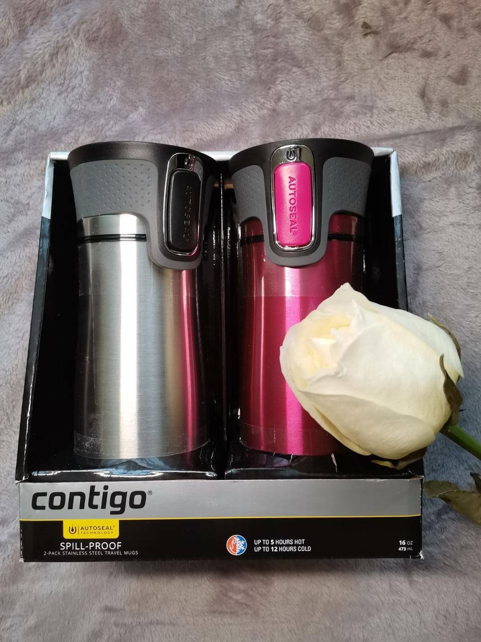 

Термочашка Contigo autoseal, малиновая, 473мл