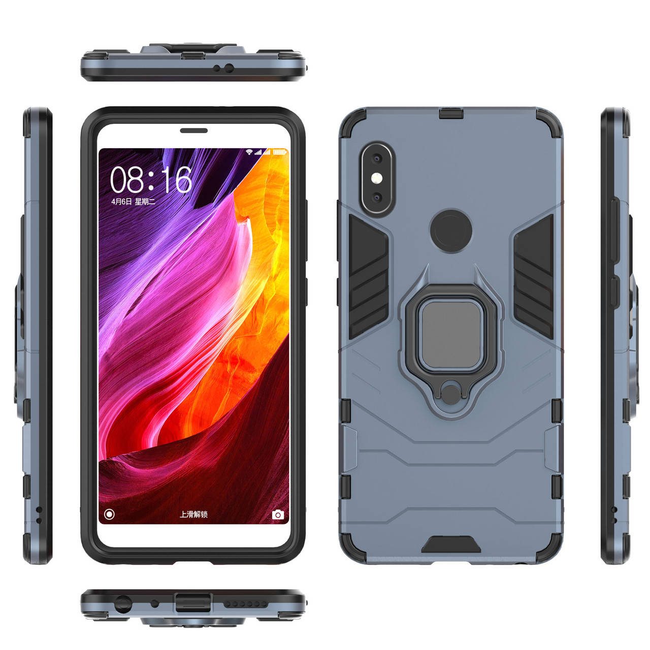 

Бронированный чехол для Xiaomi Redmi Note 5 (Pro) с кольцом Navy Blue, Голубой
