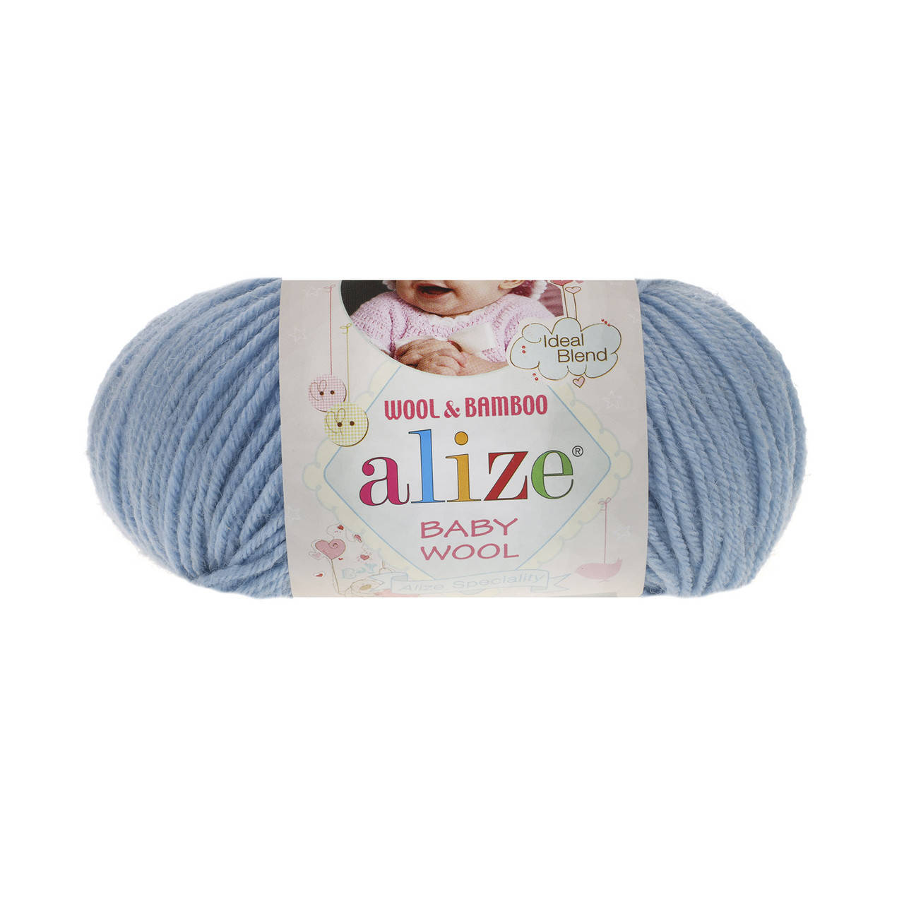 

Пряжа Alize Baby wool 350 светло-голубой (Ализе беби вул)