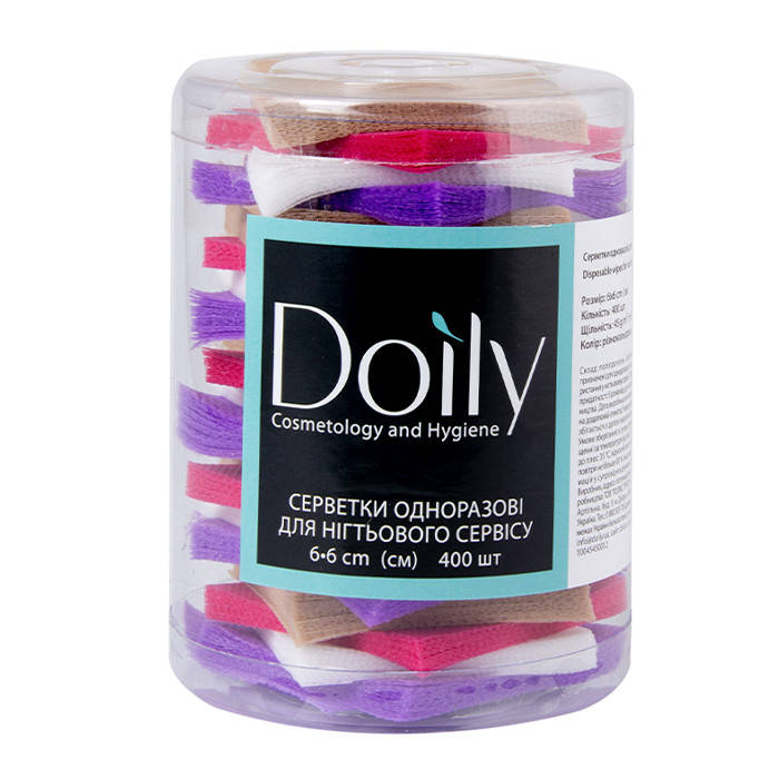 

Салфетки в тубусе Doily 6х6см из спанбонда, разноцветные (400шт)